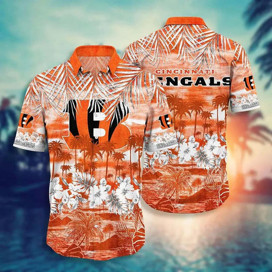 Cincinnati Bengals Nfl Hawaiian Sas Style Tropical Pattern Graphic Hot Trending Summer For Awesome, NFL Hawaiian Shirt Moonbestprint