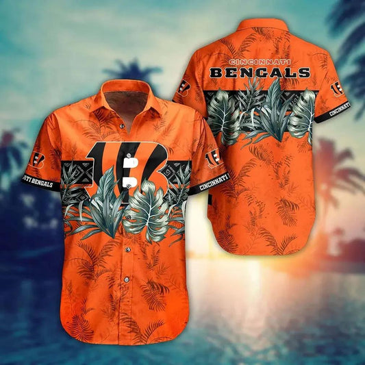 Cincinnati Bengals Nfl Hawaiian Sas Tropical Pattern Graphic Gift For Fan Nfl, NFL Hawaiian Shirt Moonbestprint