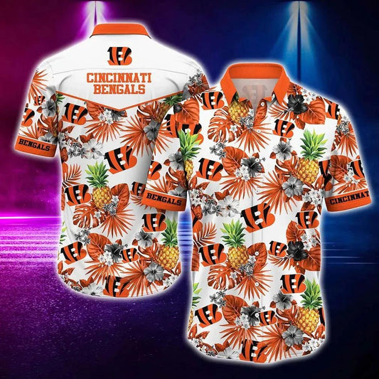 Cincinnati Bengals Nfl Hawaiian Sas Tropical Pattern Graphic Hawaii Shirt For Best Fan Ever, NFL Hawaiian Shirt Moonbestprint