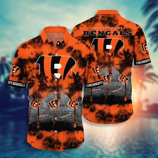 Cincinnati Bengals Nfl Hawaiian Sas Tropical Pattern Graphic Short Sleeve Hot Trend Summer Gift For Fans, NFL Hawaiian Shirt Moonbestprint