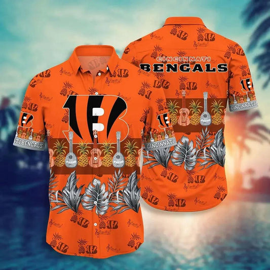 Cincinnati Bengals Nfl Hawaiian Sas Tropical Pattern Graphic Trends Summer Gift For Fan Nfl, NFL Hawaiian Shirt Moonbestprint