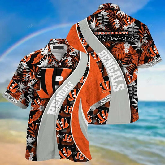 Cincinnati Bengals Nfl Hawaiian Sas With Tropical Pattern For Your Loved Ones, NFL Hawaiian Shirt Moonbestprint