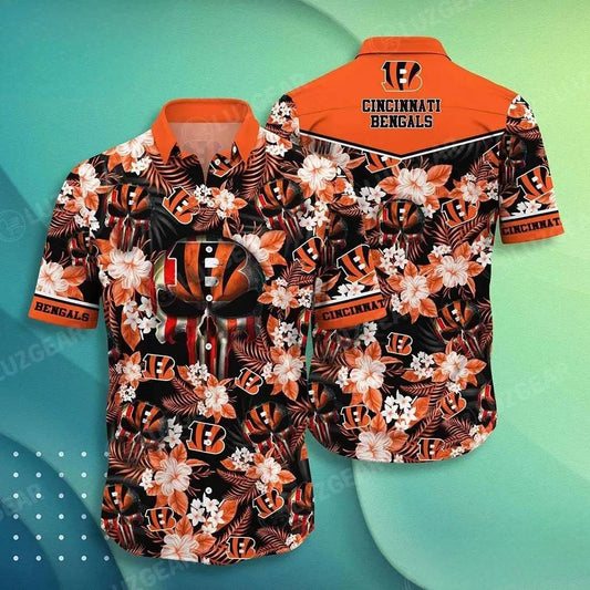 Cincinnati Bengals Nfl Hawaiian Shirt Skull Punisher Printed 3D New Trend Summer For Your Loved Ones, NFL Hawaiian Shirt Moonbestprint