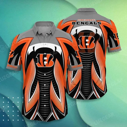 Cincinnati Bengals Nfl Hawaiian Shirt Summer Short Sleeve Button Down Shirt Gift For Best Fans, NFL Hawaiian Shirt Moonbestprint