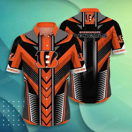 Cincinnati Bengals Nfl Hawaiian Shirt Summer Short Sleeve Button Down Shirt Gift For Big Fans, NFL Hawaiian Shirt Moonbestprint