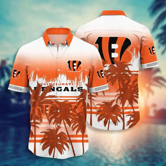 Cincinnati Bengals Nfl Summer Hawaiian Sas Tropical Pattern Graphic For Sports, NFL Hawaiian Shirt Moonbestprint