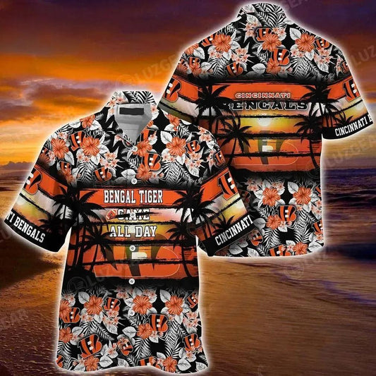 Cincinnati Bengals Nfl Summer Hawaiian Shirt Floral Pattern Graphic For Sports, NFL Hawaiian Shirt Moonbestprint