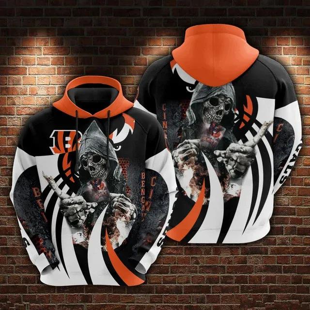 Cincinnati Bengals Skeleton 3D Hoodie, NFL Hoodie Moonbestprint