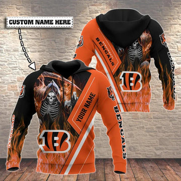 Cincinnati Bengals Skeleton NFL 3D Hoodie, NFL Hoodie Moonbestprint