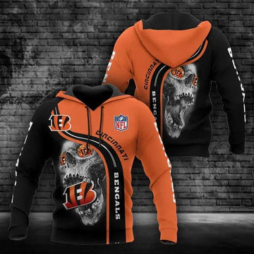 Cincinnati Bengals Skull 3D Hoodie, NFL Hoodie Moonbestprint