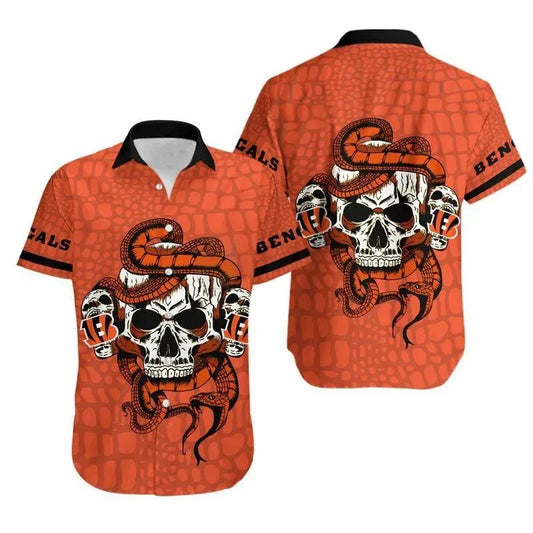 Cincinnati Bengals Snake And Skull Hawaii Shirt Summer Collection, NFL Hawaiian Shirt Moonbestprint
