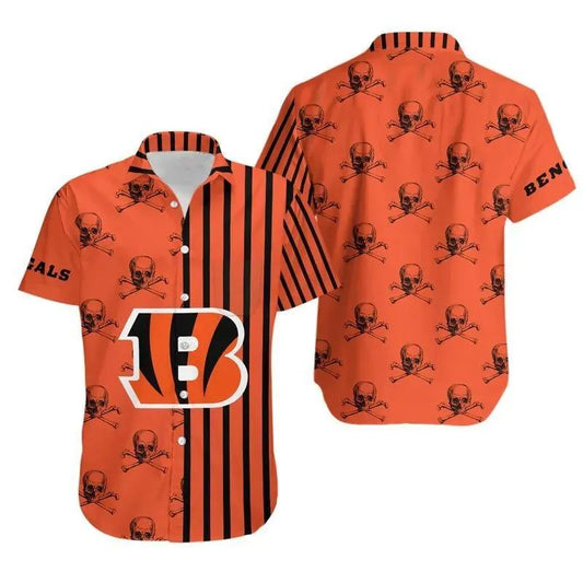 Cincinnati Bengals Stripes And Skull Hawaii Shirt Summer Collection, NFL Hawaiian Shirt Moonbestprint