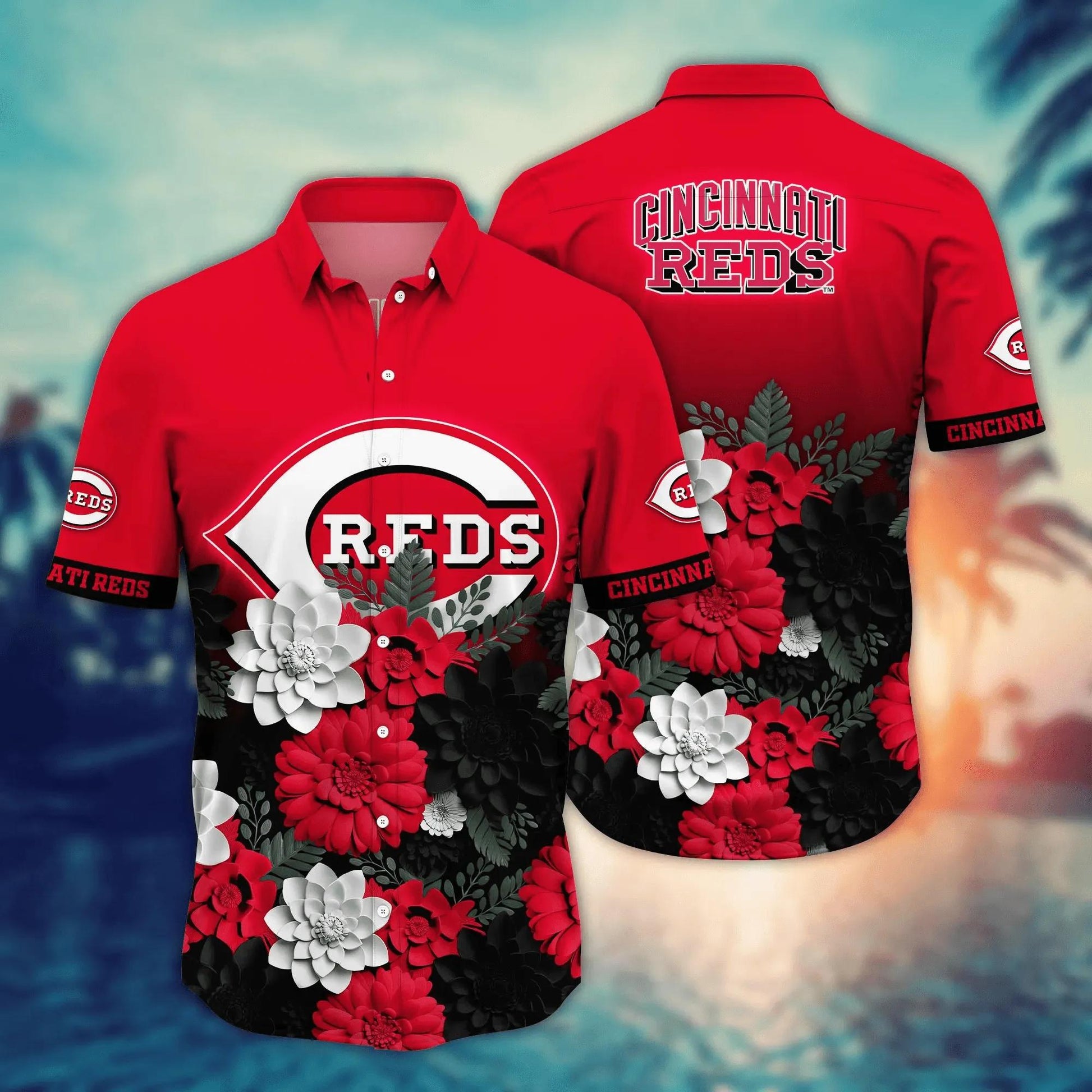 Cincinnati Reds Flower Hawaii Shirt For Fans, Summer Baseball Shirts, MLB Hawaiian Shirt Moonbestprint