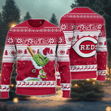 Cincinnati Reds Grinch Stolen Ugly Christmas Sweater, MLB Christmas Sweater Moonbestprint