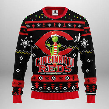 Cincinnati Reds Grinch Ugly Christmas Sweater, Grinch Xmas Sweater Moonbestprint