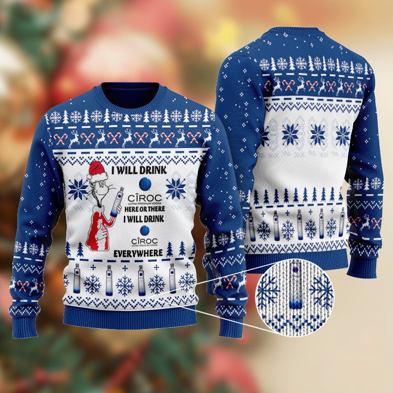 Ciroc Cat Hat Will Drink Everywhere Ugly Sweater – Moonbestprint