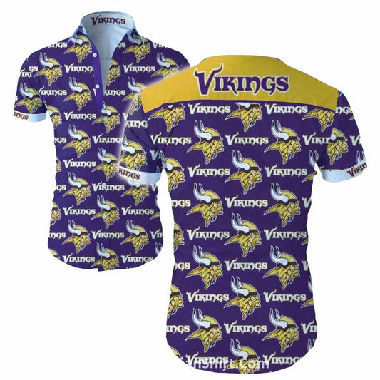 Classic Logo Pattern Minnesota Vikings Hawaiian Shirt - Moonbestprint