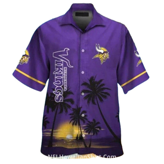 Classic Purple Palm Sunset Minnesota Vikings Aloha Shirt - Moonbestprint