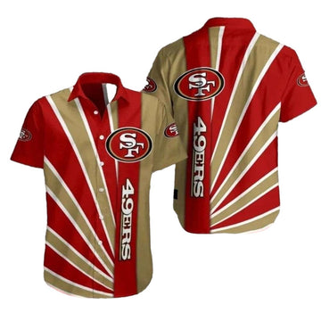 Classic Stripe 49ers Gold Rush Design Hawaiian Shirt - Moonbestprint
