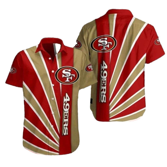 Classic Stripe 49ers Gold Rush Design Hawaiian Shirt - Moonbestprint