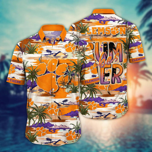 Clemson Tigers Flower Hawaii Shirt, NCAA Hawaiian Shirt Moonbestprint