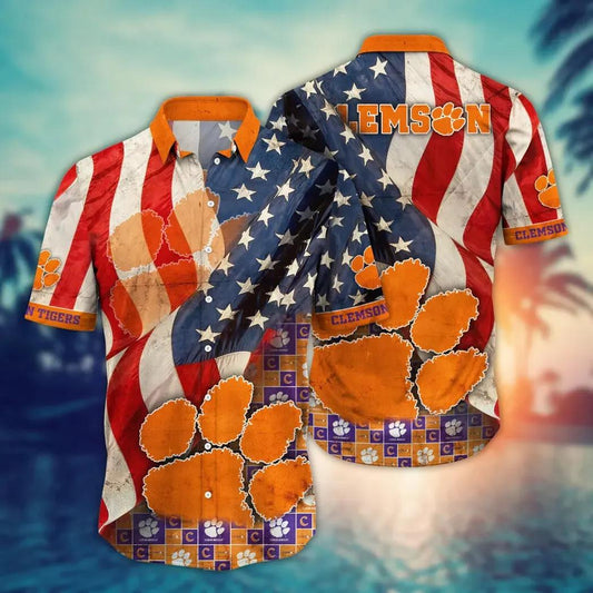 Clemson Tigers NCAA Flower Aloha Hawaiian Shirt 10, NCAA Hawaiian Shirt Moonbestprint