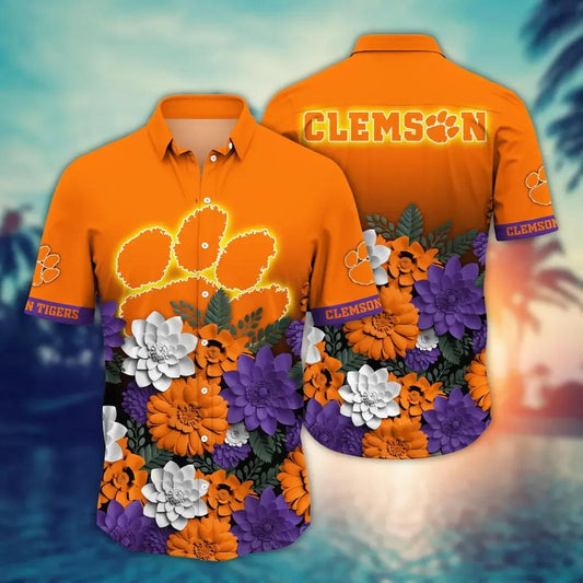 Clemson Tigers NCAA Flower Aloha Hawaiian Shirt 11, NCAA Hawaiian Shirt Moonbestprint