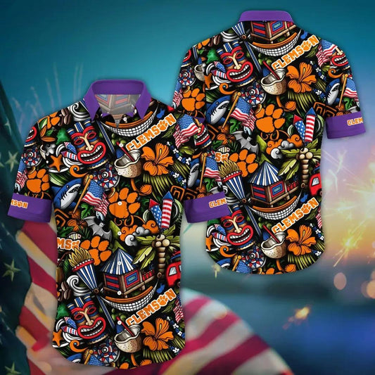 Clemson Tigers NCAA Flower Aloha Hawaiian Shirt 12, NCAA Hawaiian Shirt Moonbestprint