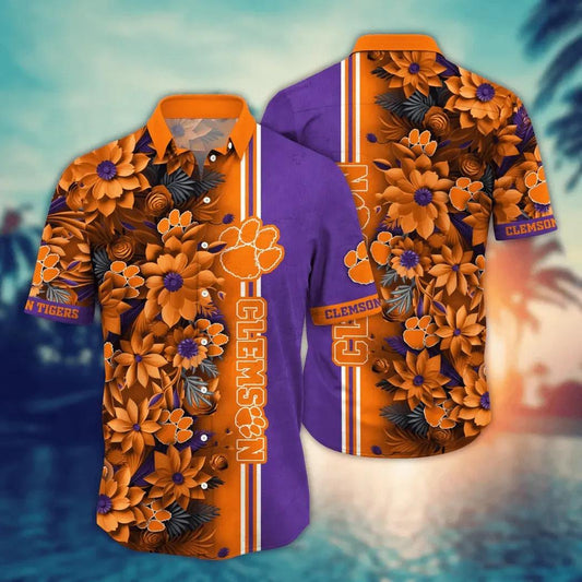 Clemson Tigers NCAA Flower Aloha Hawaiian Shirt 3, NCAA Hawaiian Shirt Moonbestprint