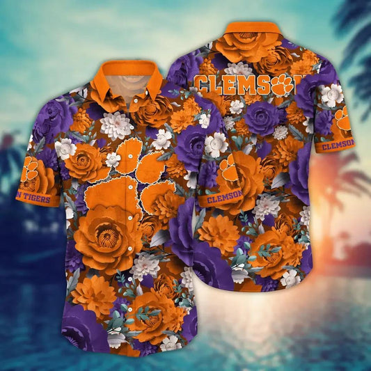 Clemson Tigers NCAA Flower Aloha Hawaiian Shirt 4, NCAA Hawaiian Shirt Moonbestprint