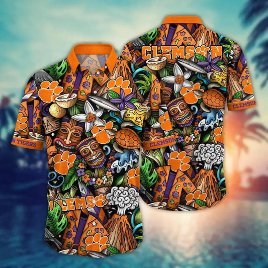 Clemson Tigers NCAA Flower Aloha Hawaiian Shirt 5, NCAA Hawaiian Shirt Moonbestprint