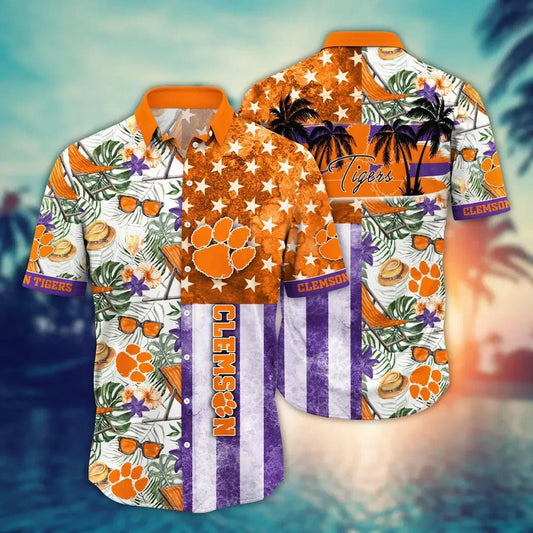 Clemson Tigers NCAA Flower Aloha Hawaiian Shirt 8, NCAA Hawaiian Shirt Moonbestprint