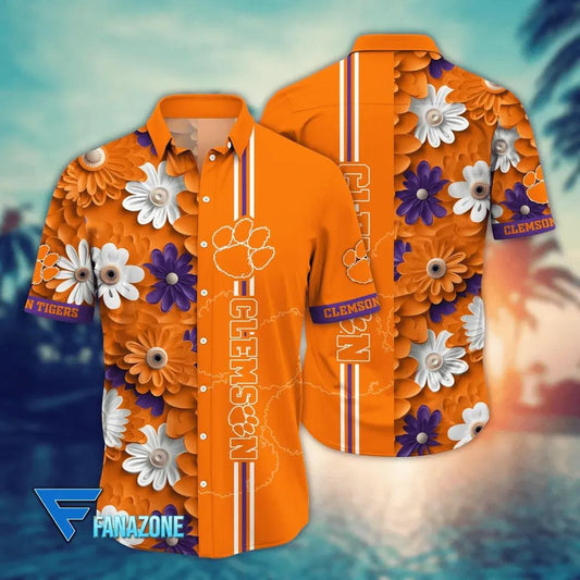 Clemson Tigers Style Hot Trending Summer NCAA Flower Aloha Hawaiian Shirt, NCAA Hawaiian Shirt Moonbestprint
