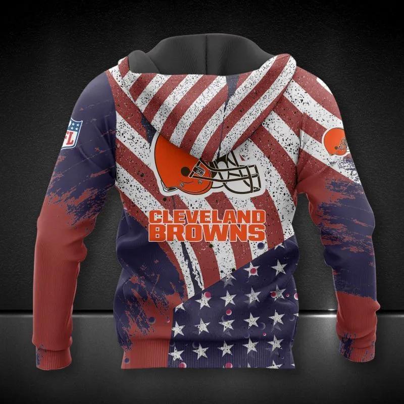 Cleveland Browns American Flag All Over Print Hoodie, NFL Hoodie Moonbestprint
