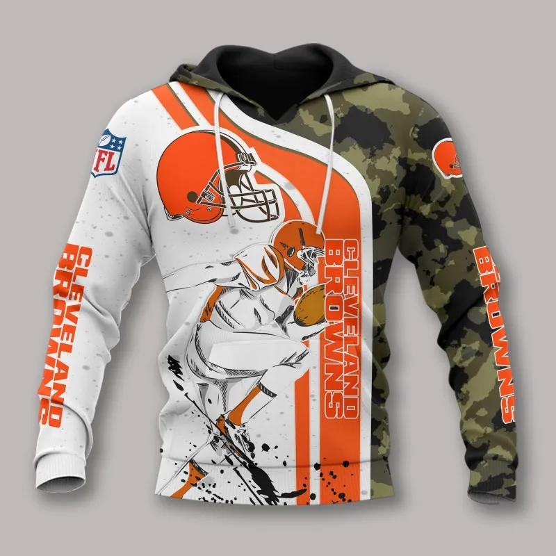 Cleveland Browns Camo All Over Print Hoodie, NFL Hoodie Moonbestprint
