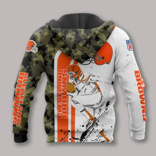 Cleveland Browns Camo All Over Print Hoodie, NFL Hoodie Moonbestprint