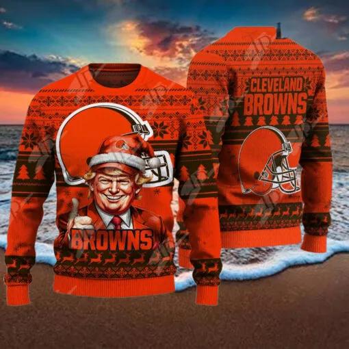 Cleveland Browns Christmas Donald Trump Ugly Christmas Sweater, NFL Chritsmas Sweater Moonbestprint