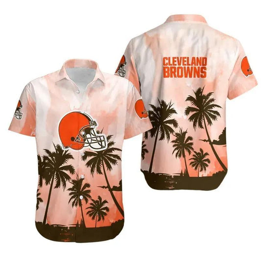 Cleveland Browns Coconut Trees Nfl Gift For Fan Hawaiian Graphic Print Short Sleeve Hawaiian Shirt, NFL Hawaiian Shirt Moonbestprint