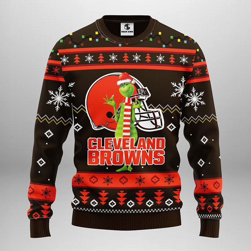 Cleveland Browns Funny Grinch Ugly Christmas Sweater, Grinch Xmas Sweater Moonbestprint
