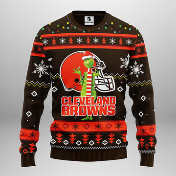 Cleveland Browns Funny Grinch Ugly Christmas Sweater, Grinch Xmas Sweater Moonbestprint