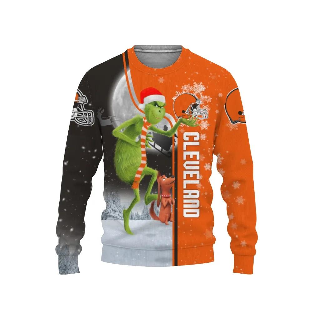 Cleveland Browns Grinch &amp; Scooby–Doo Ugly Christmas Sweater, NFL Christmas Sweater Moonbestprint