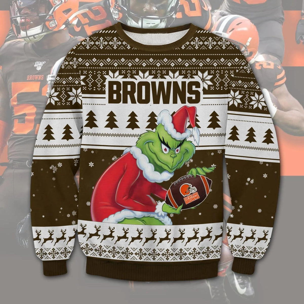 Cleveland Browns Grinch Stolen Ugly Christmas Sweater, NFL Christmas Sweater Moonbestprint
