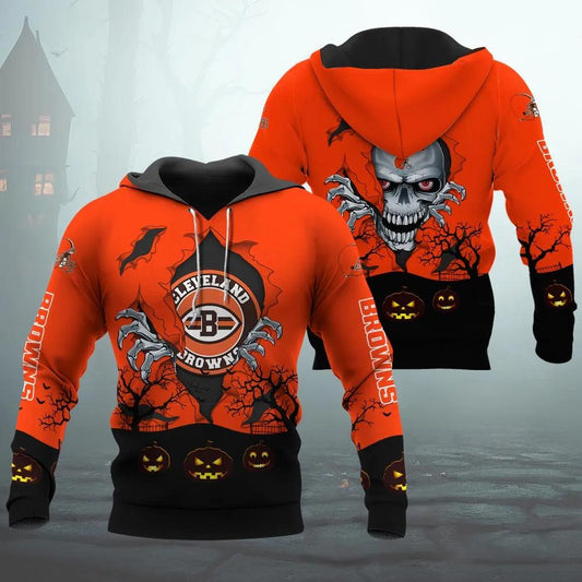 Cleveland Browns Halloween 3D Apparel, NFL Hoodie Moonbestprint