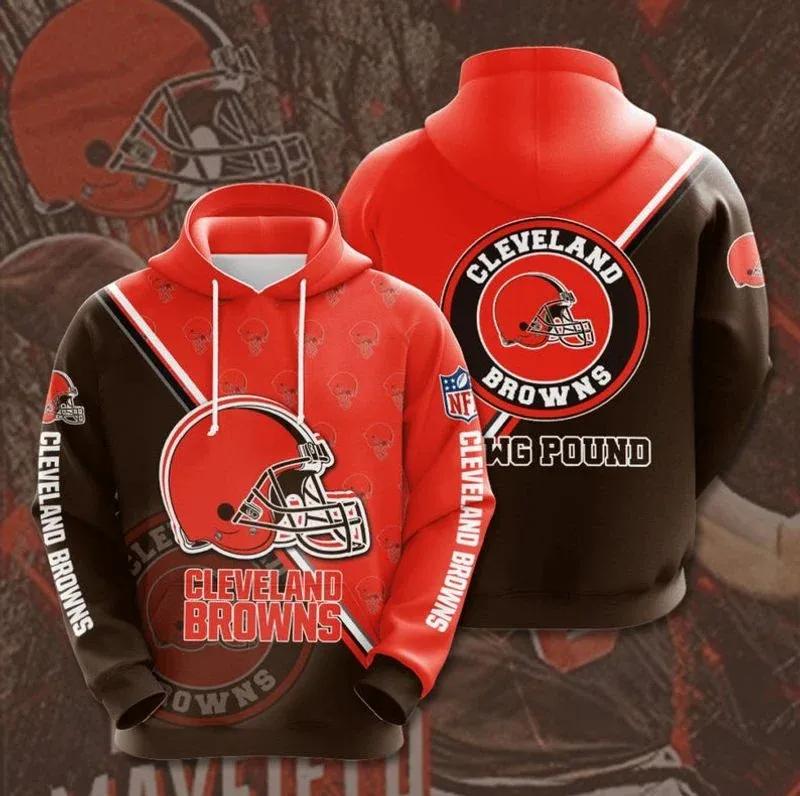 Cleveland Browns Helmet Logo - Hoodie 3D, NFL Hoodie Moonbestprint