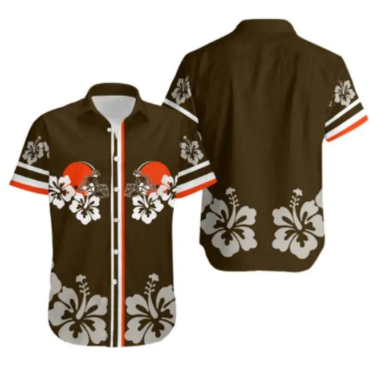 Cleveland Browns Hibiscus Flower Hawaii Shirt Summer Collection, NFL Hawaiian Shirt Moonbestprint