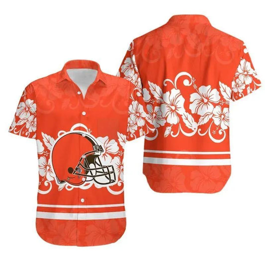 Cleveland Browns Hibiscus Flowers Hawaii Shirt Summer Collection, NFL Hawaiian Shirt Moonbestprint