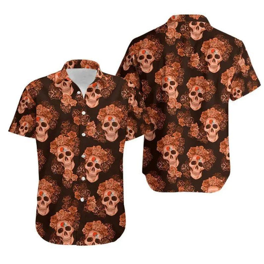 Cleveland Browns Mystery Skull And Flower Hawaii Shirt Summer Collection, NFL Hawaiian Shirt Moonbestprint