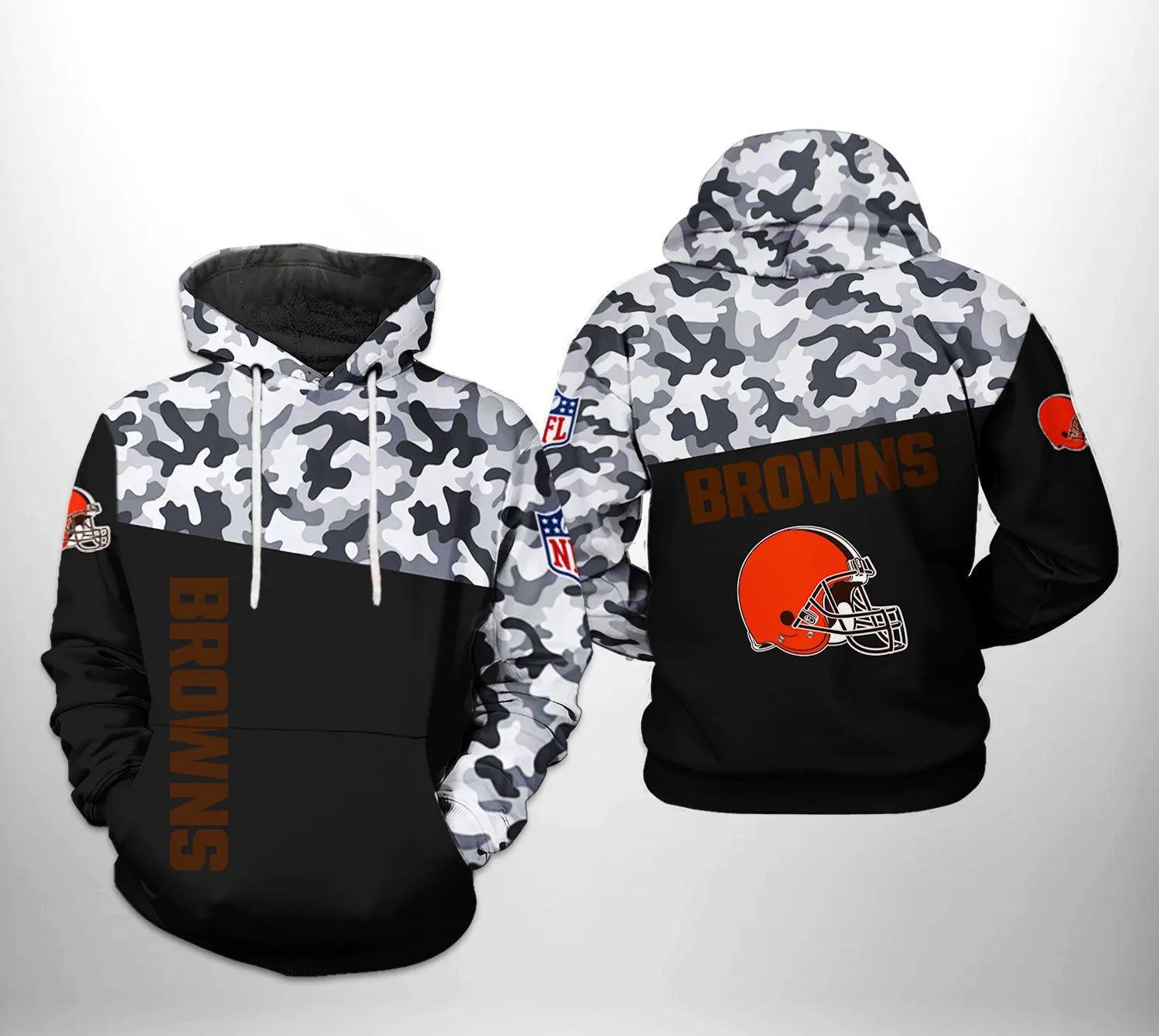 Cleveland Browns NFL Camo Veteran Team 3D Hoodie, NFL Hoodie Moonbestprint