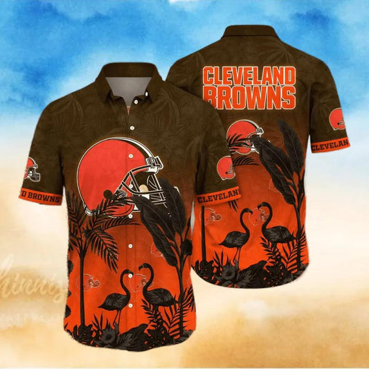 Cleveland Browns NFL Flora Sunset Hawaiian Shirt, NFL Hawaiian Shirt Moonbestprint