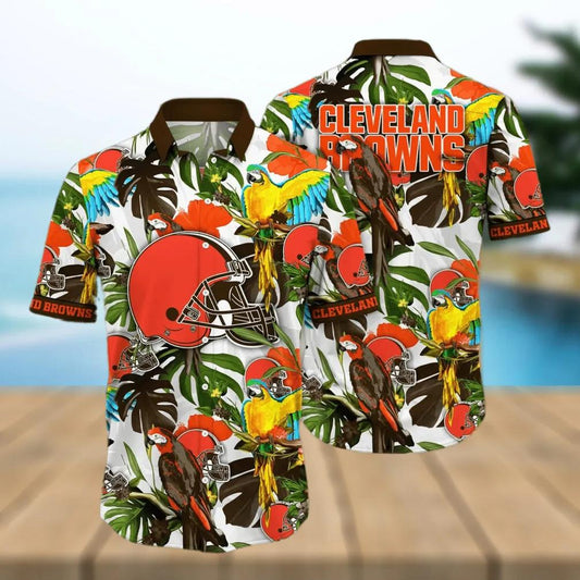 Cleveland Browns NFL Flower Colorful Hawaiian Shirt, NFL Hawaiian Shirt Moonbestprint